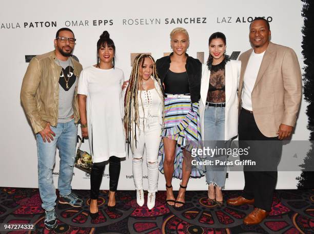 Laz Alonso, Roxanne Avent, Tameka "Tiny" Harris, Paula Patton, Roselyn Sanchez, and Deon Taylor attend "Traffik" Atlanta VIP Screening at Regal...