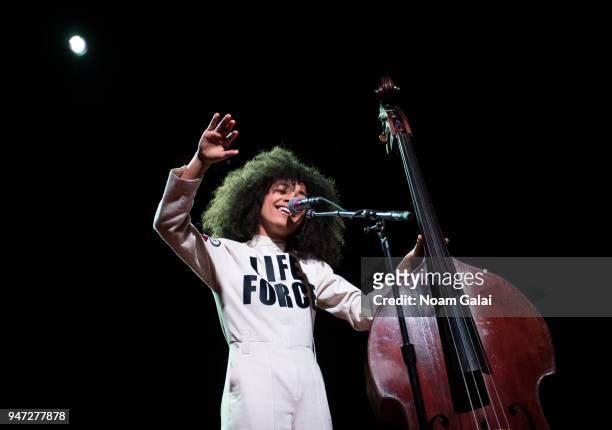 Esperanza Spalding performs at the 2018 New York Live Arts Gala at Irving Plaza on April 16, 2018 in New York City.