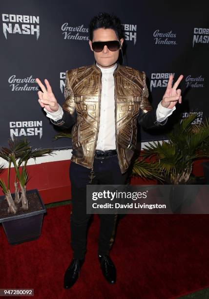 Actor Corey Feldman attends the "Corbin Nash" premiere screening at The Montalban on April 16, 2018 in Hollywood, California.
