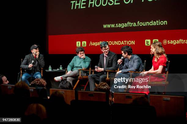 Moderatoer Michael Sldek with Peter Livolsi, Asa Butterfield, Alex Wolff and Maude Apatow attend SAG-AFTRA Foundation conversations: "The House Of...