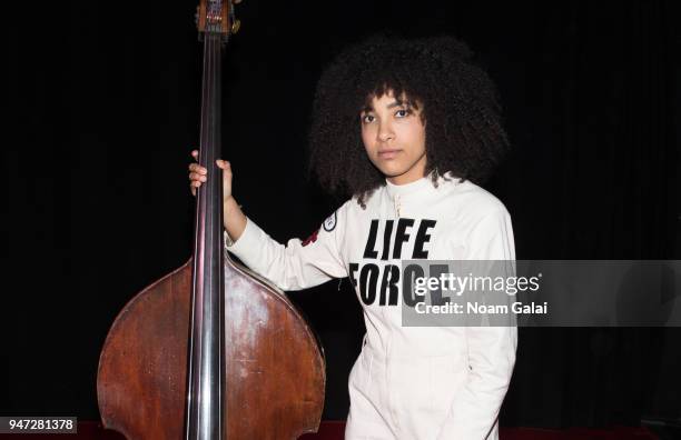 Esperanza Spalding attends the 2018 New York Live Arts Gala at Irving Plaza on April 16, 2018 in New York City.