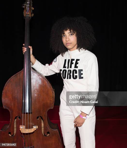 Esperanza Spalding attends the 2018 New York Live Arts Gala at Irving Plaza on April 16, 2018 in New York City.