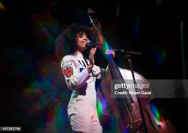 Esperanza Spalding performs at the 2018 New York Live Arts Gala at Irving Plaza on April 16, 2018 in New York City.