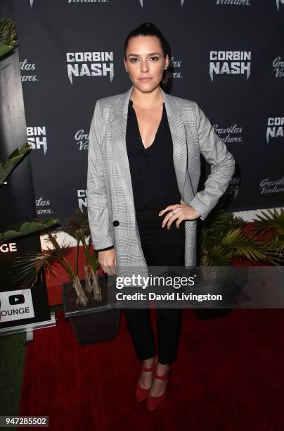 Actress Holly Lynch attends the "Corbin Nash" premiere screening at The Montalban on April 16, 2018 in Hollywood, California.