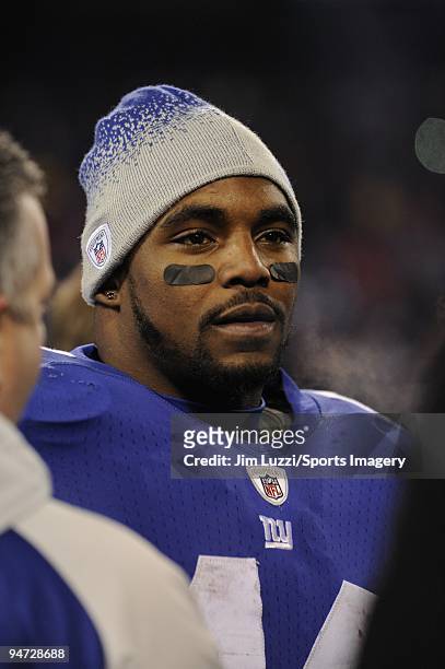 Ahmad Bradshaw of the New York Giants during a NFL game against the Dallas Cowboys on December 6, 2009 at Giants Stadium in East Rutherford, New...
