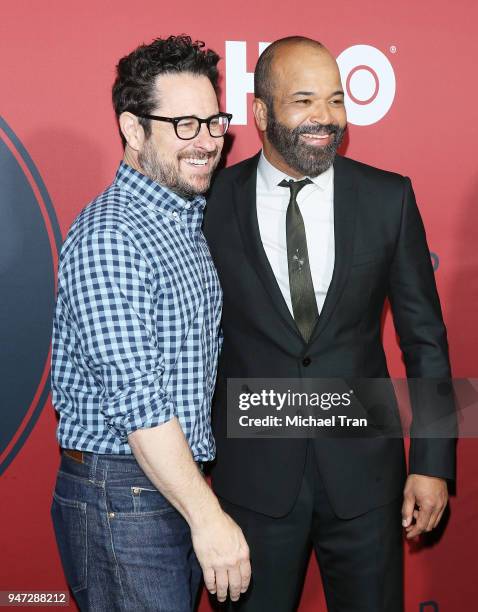 Abrams and Jeffrey Wright arrive at the Los Angeles premiere of HBO's "Westworld" season 2 held at The Cinerama Dome on April 16, 2018 in Los...