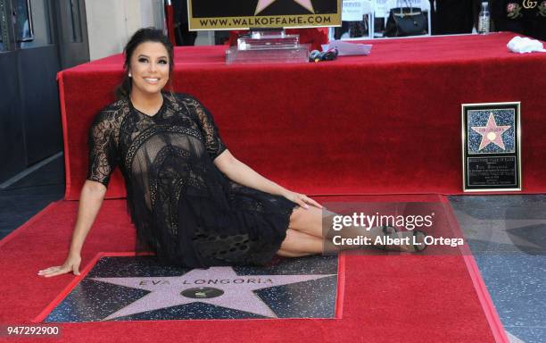 Actress Eva Longoria Honored With Star On The Hollywood Walk Of Fame on April 16, 2018 in Hollywood, California.