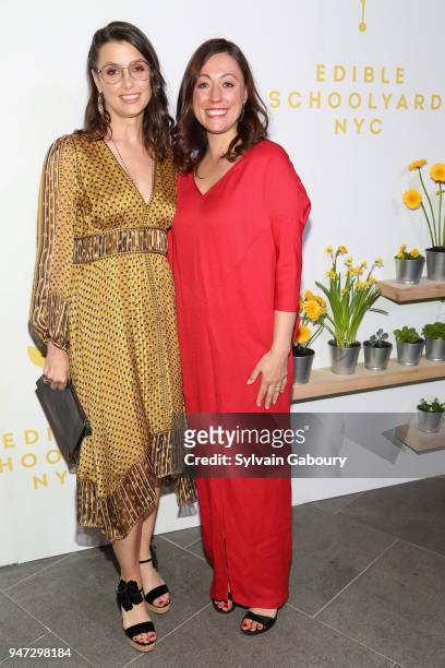 Bridget Moynahan and Kate Brashares attend Edible Schoolyard NYC 2018 Spring Benefit at 180 Maiden Lane on April 16, 2018 in New York City.