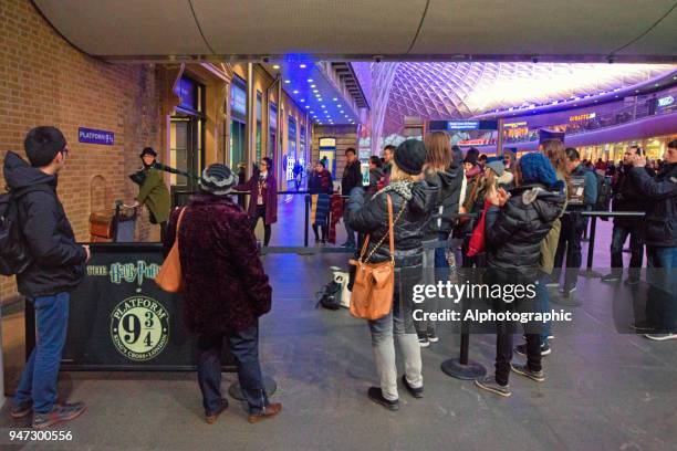 the harry potter trolley at kings cross - respect privacy stock pictures, royalty-free photos & images