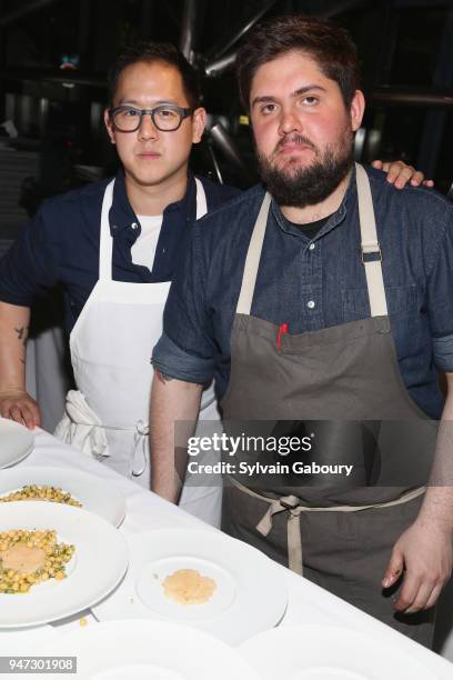 Jeremiah Stone and Fabian von Hauske Valtierra attend Edible Schoolyard NYC 2018 Spring Benefit at 180 Maiden Lane on April 16, 2018 in New York City.