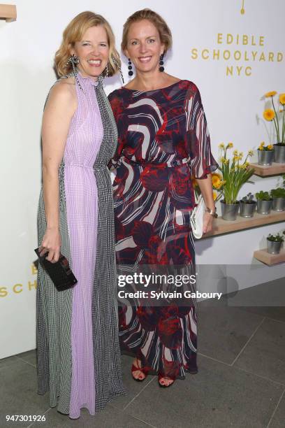 Lela Rose and Jennifer Anikst attend Edible Schoolyard NYC 2018 Spring Benefit at 180 Maiden Lane on April 16, 2018 in New York City.