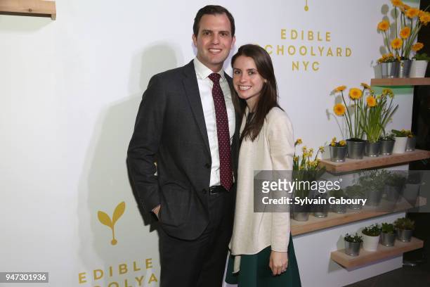 David Haber and Katy Lefkof attend Edible Schoolyard NYC 2018 Spring Benefit at 180 Maiden Lane on April 16, 2018 in New York City.
