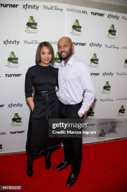 Actress Regina Hall and Romany Malco attend the 42nd Annual Atlanta Film Festival "Prison Logic" screening at Plaza Theater on April 16, 2018 in...