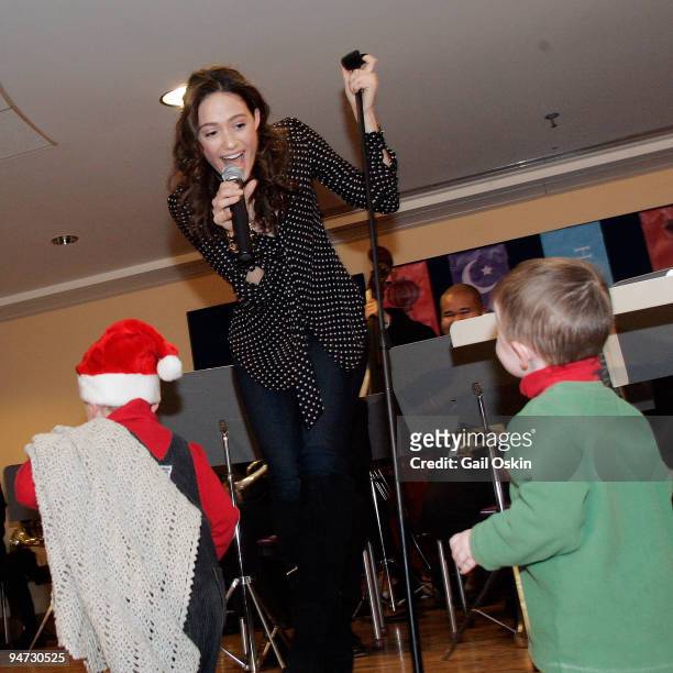 Emmy Rossum performs during a special holiday performance at the Children's Hospital Boston on December 17, 2009 in Boston, Massachusetts.