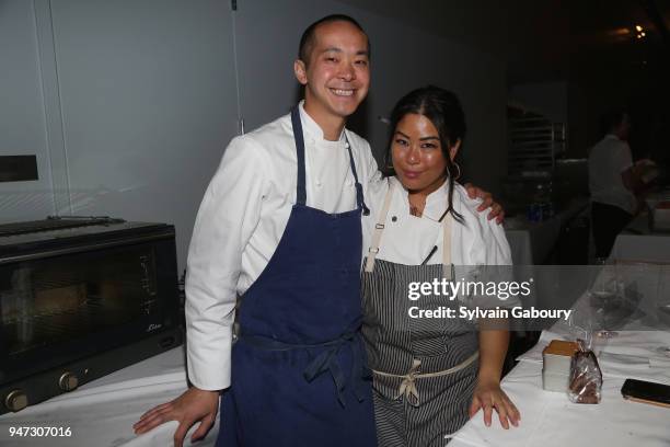 Corey Chow and Angie Mar attend Edible Schoolyard NYC 2018 Spring Benefit at 180 Maiden Lane on April 16, 2018 in New York City.