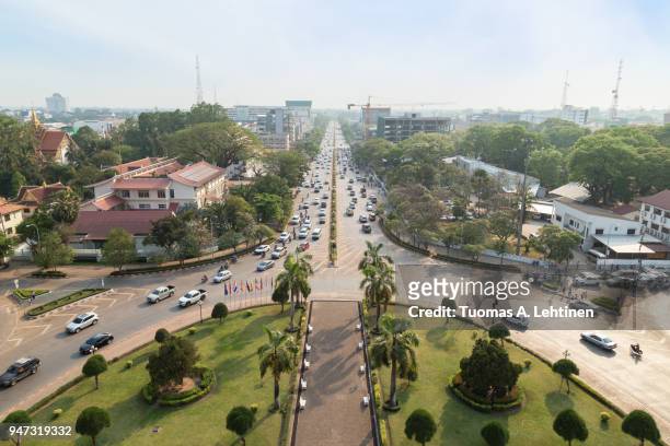 overlooking the city of vientiane - laos vientiane stock-fotos und bilder
