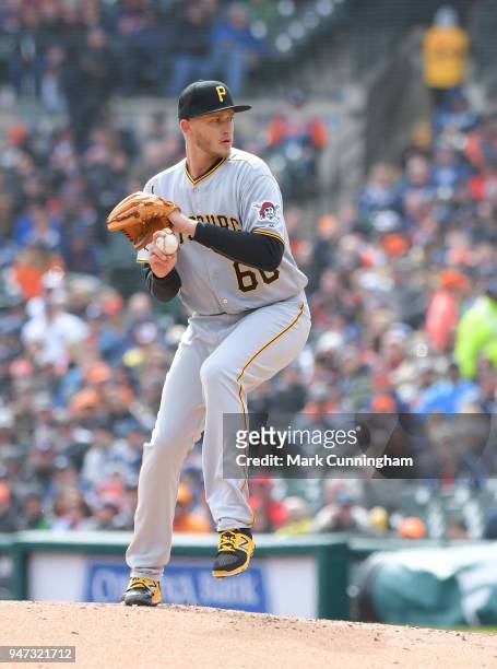 Dovydas Neverauskas of the Pittsburgh Pirates pitches during the Opening Day game against the Detroit Tigers at Comerica Park on March 30, 2018 in...