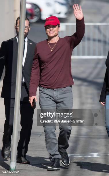 Rob Lowe is seen at 'Jimmy Kimmel Live' on April 16, 2018 in Los Angeles, California.