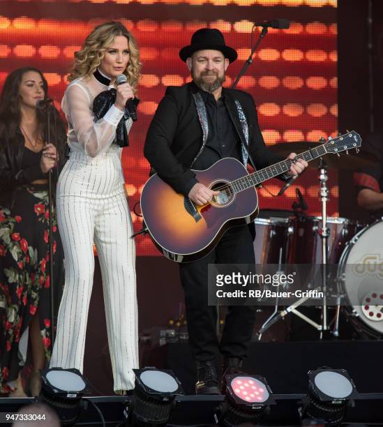 Kristian Bush and Jennifer Nettles of the country duo 'Sugarland' are seen at 'Jimmy Kimmel Live' on April 16, 2018 in Los Angeles, California.