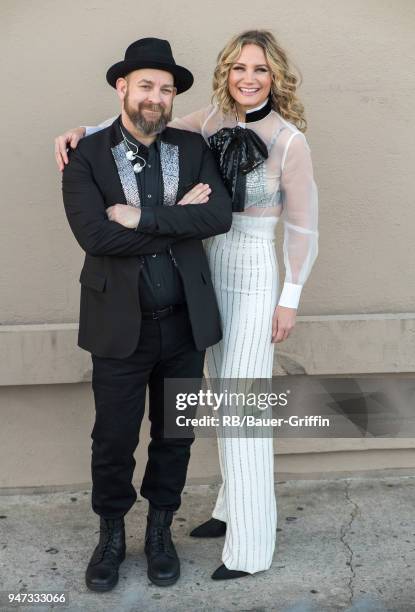 Kristian Bush and Jennifer Nettles of the country duo 'Sugarland' are seen at 'Jimmy Kimmel Live' on April 16, 2018 in Los Angeles, California.