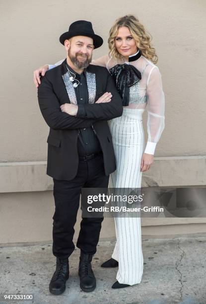 Kristian Bush and Jennifer Nettles of the country duo 'Sugarland' are seen at 'Jimmy Kimmel Live' on April 16, 2018 in Los Angeles, California.