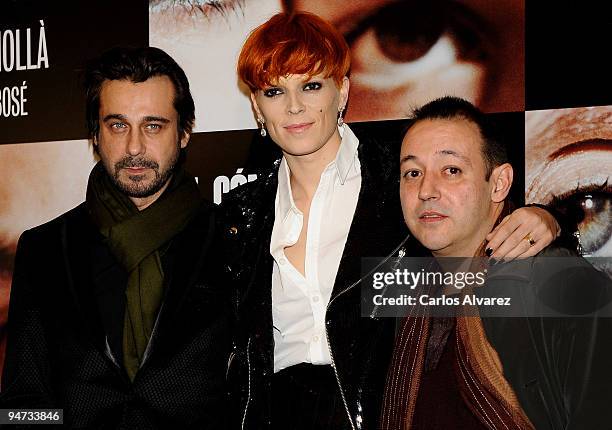 Spanish actor Jordi Molla, actress Bimba Bose and director Sigfrid Monleon attend the "El Consul de Sodoma" premiere at Palafox cinema on December...
