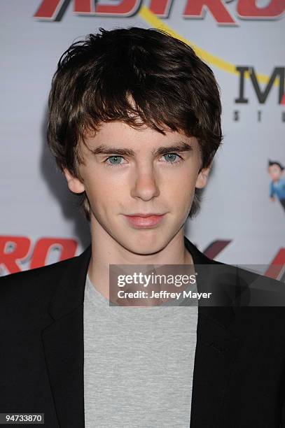 Actor Freddie Highmore arrives at The "Astro Boy" Premiere at Mann Chinese 6 on October 19, 2009 in Los Angeles, California.