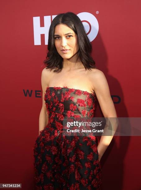 Julia Jones attends the Premiere of HBO's "Westworld" Season 2 at The Cinerama Dome on April 16, 2018 in Los Angeles, California.