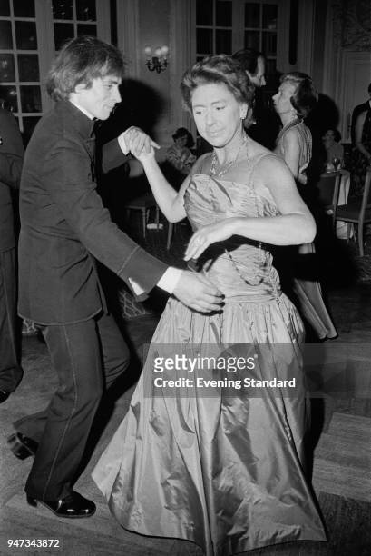 Princess Margaret, Countess of Snowdon , and Rudolf Nureyev dancing together at a party, 8th June 1977.