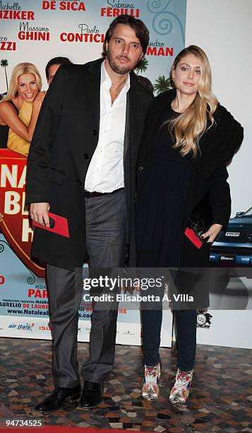 Valentina De Laurentiis and fiance Roberto Fantauzzi attend the premiere of ''Natale A Beverly Hills'' at the Warner Moderno Cinema on December 17,...