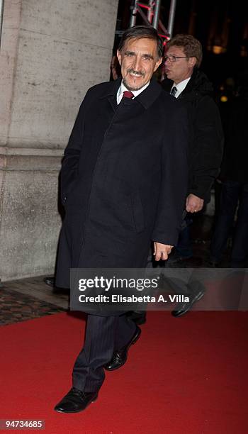 Italian Minister of Defence Ignazio La Russa attends the premiere of ''Natale A Beverly Hills'' at the Warner Moderno Cinema on December 17, 2009 in...