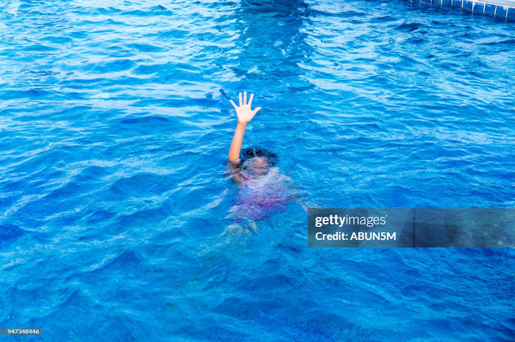 Children drowning in swimming pool.