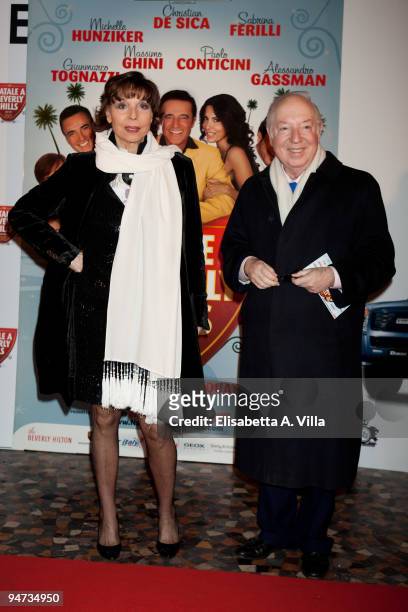 Elsa Martinelli and Carlo Giannelli attend the premiere of ''Natale A Beverly Hills'' at the Warner Moderno Cinema on December 17, 2009 in Rome,...
