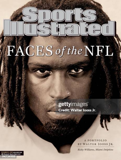 December 9, 2002 Sports Illustrated via Getty Images Cover: Football: Closeup portrait of Miami Dolphins Ricky Williams during photo shoot. Miami, FL...