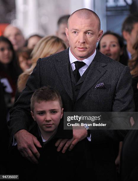 Director Guy Ritchie and his son Rocco Ritchie attend the premiere of "Sherlock Holmes" at Alice Tully Hall, Lincoln Center on December 17, 2009 in...