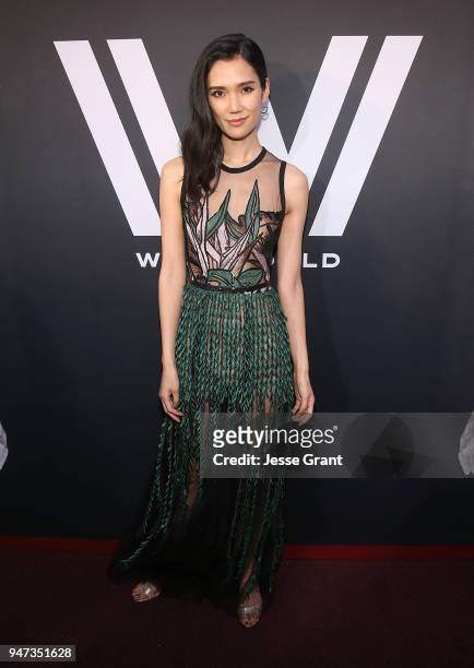 Tao Okamoto attends the Premiere of HBO's "Westworld" Season 2 at The Cinerama Dome on April 16, 2018 in Los Angeles, California.