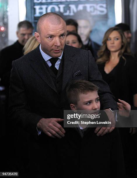 Rocco Ritchie and director Guy Ritchie attend the premiere of "Sherlock Holmes" at the Alice Tully Hall, Lincoln Center on December 17, 2009 in New...