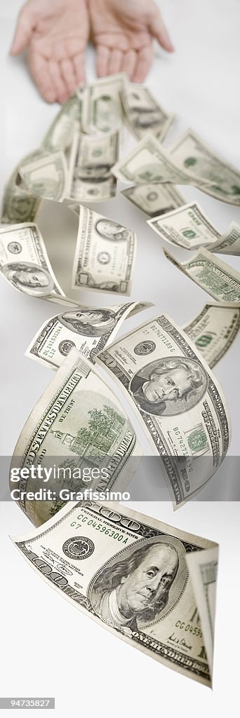 Dollars flying through the space