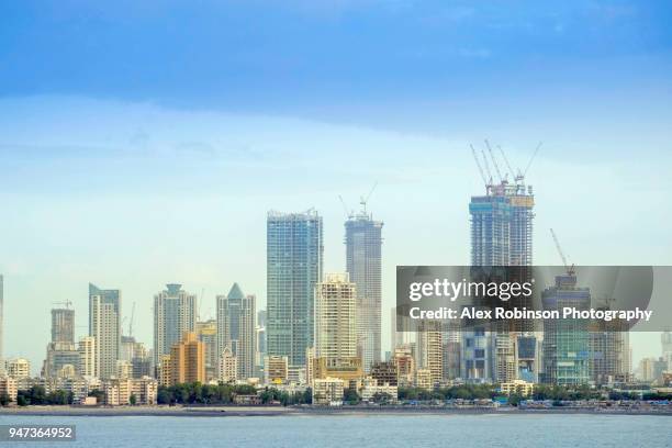 mumbai skyline and arabian sea - mumbai skyline stock pictures, royalty-free photos & images