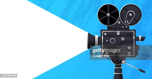 ilustraciones, imágenes clip art, dibujos animados e iconos de stock de película y el banner de la película - cámara de televisión