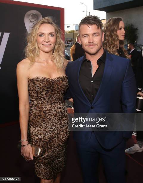 Luke Hemsworth and Samantha Hemsworth attend the Premiere of HBO's "Westworld" Season 2 at The Cinerama Dome on April 16, 2018 in Los Angeles,...
