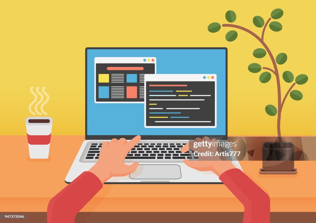 Programming Coding Web Development Concept Programmer Coder Hands Using ...