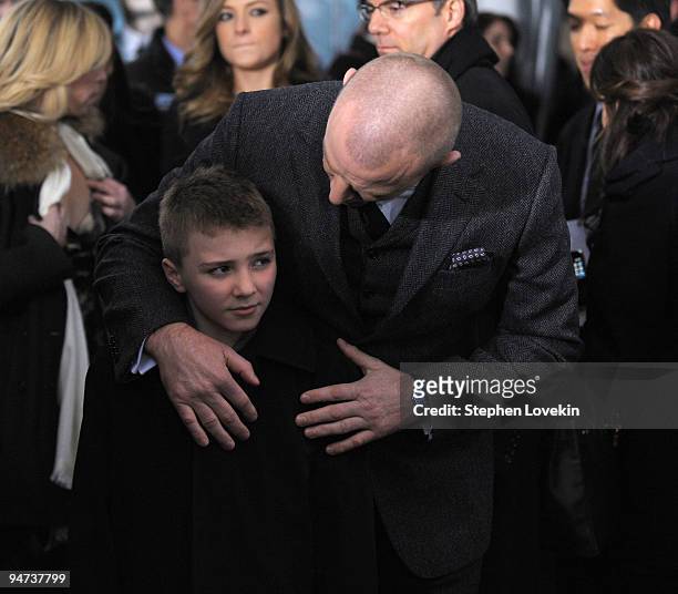 Rocco Ritchie and director Guy Ritchie attend the premiere of "Sherlock Holmes" at the Alice Tully Hall, Lincoln Center on December 17, 2009 in New...
