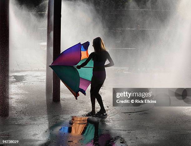 umbrella - girl rain night stock pictures, royalty-free photos & images