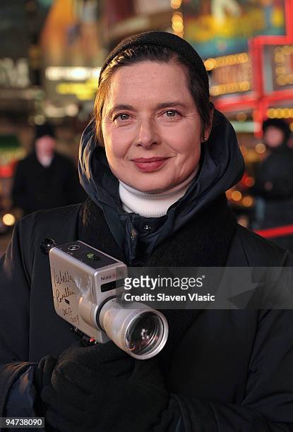 Isabella Rossellini attends a screening of The Babelgum Metropolis Art Prize winning art videos in Duffy Square on December 17, 2009 in New York City.