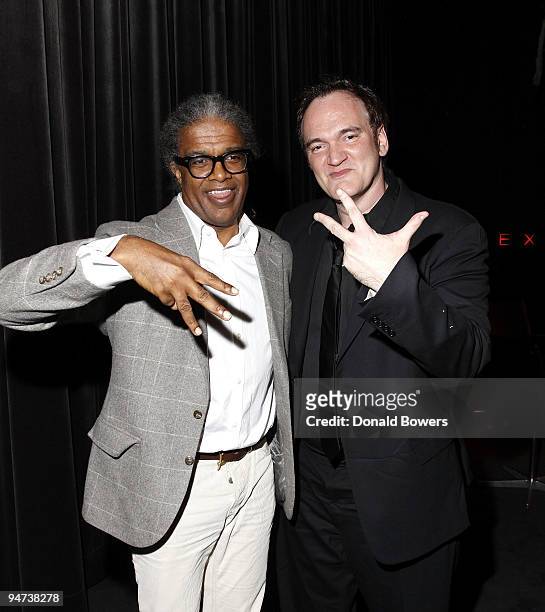 Film critic Elvis Mitchell and director Quentin Tarantino attend a screening of "Inglourious Basterds" at MOMA on December 17, 2009 in New York City.