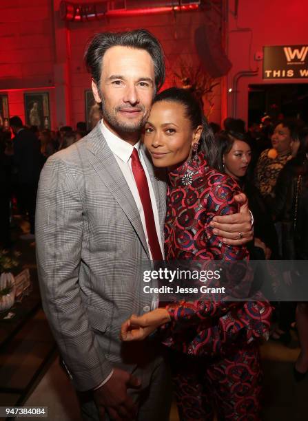 Rodrigo Santoro and Thandie Newton attend the Premiere of HBO's "Westworld" Season 2 After Party on April 16, 2018 in Los Angeles, California.