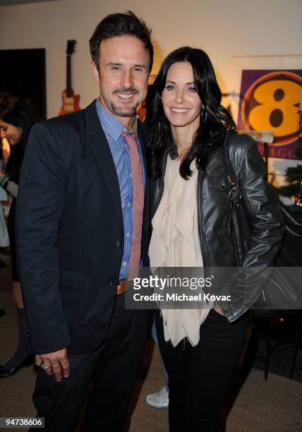 Actors David Arquette and sister Courteney Cox Arquette attend the Launch Party For New Darfur Awareness T-Shirt Line at Propr Store on December 17,...