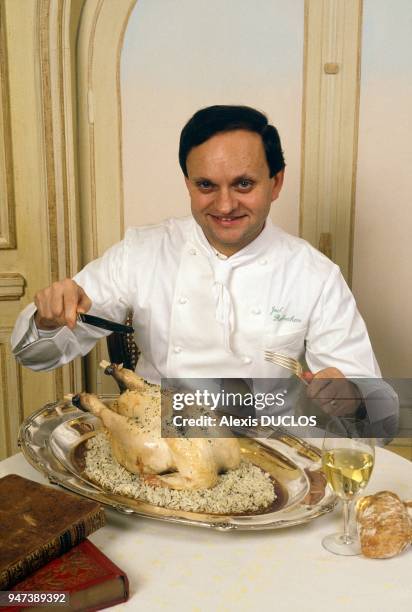 Chef Joel Robuchon Presents His Chapon Au Gros Sel At The Bicentenary Meal, Paris, January 1989.