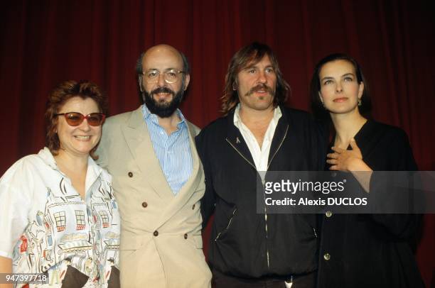 Director Bertrand Blier Presents His Movie Trop Belle Pour Toi At Cannes Film Festival With Josiane Balasko, Gerard Depardieu And Carole Bouquet,...